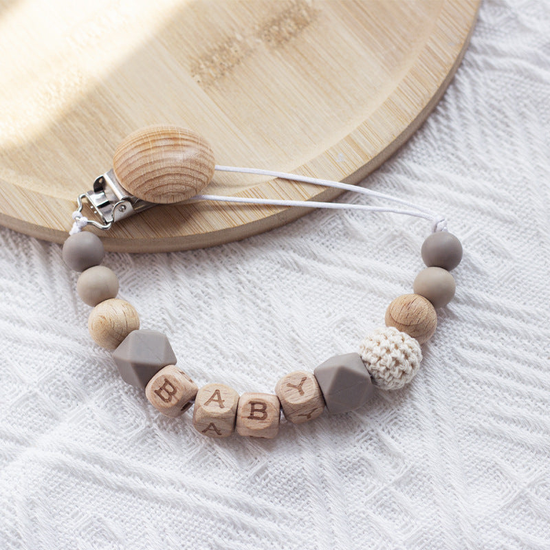 Ins Nordic Style Maternal And Child Supplies Pacifier Beech Silicone Nipple Chain Anti-drop Chain