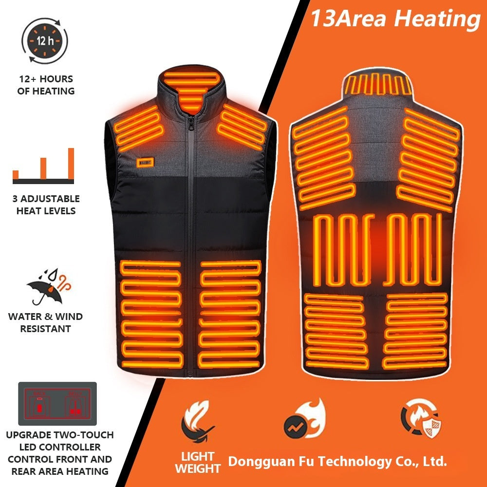 Intelligent Dual-control Heating USB Charging Color Matching Vest The Third Gear Temperature Control Heating Clothes Heating Constant Temperature Thermal Vest