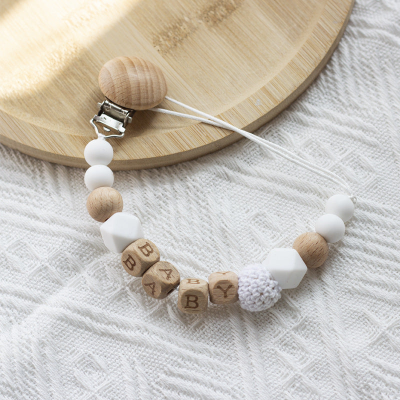 Ins Nordic Style Maternal And Child Supplies Pacifier Beech Silicone Nipple Chain Anti-drop Chain