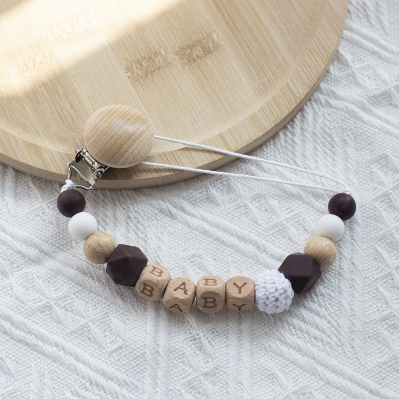 Ins Nordic Style Maternal And Child Supplies Pacifier Beech Silicone Nipple Chain Anti-drop Chain