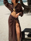 Brown Holiday Shirt Tie Skirt Set