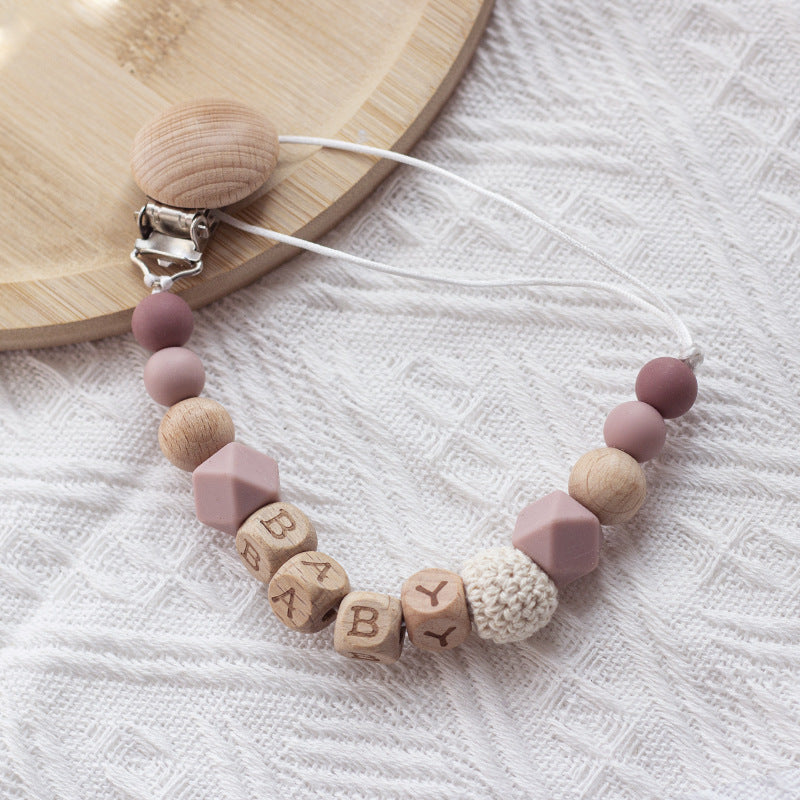 Ins Nordic Style Maternal And Child Supplies Pacifier Beech Silicone Nipple Chain Anti-drop Chain