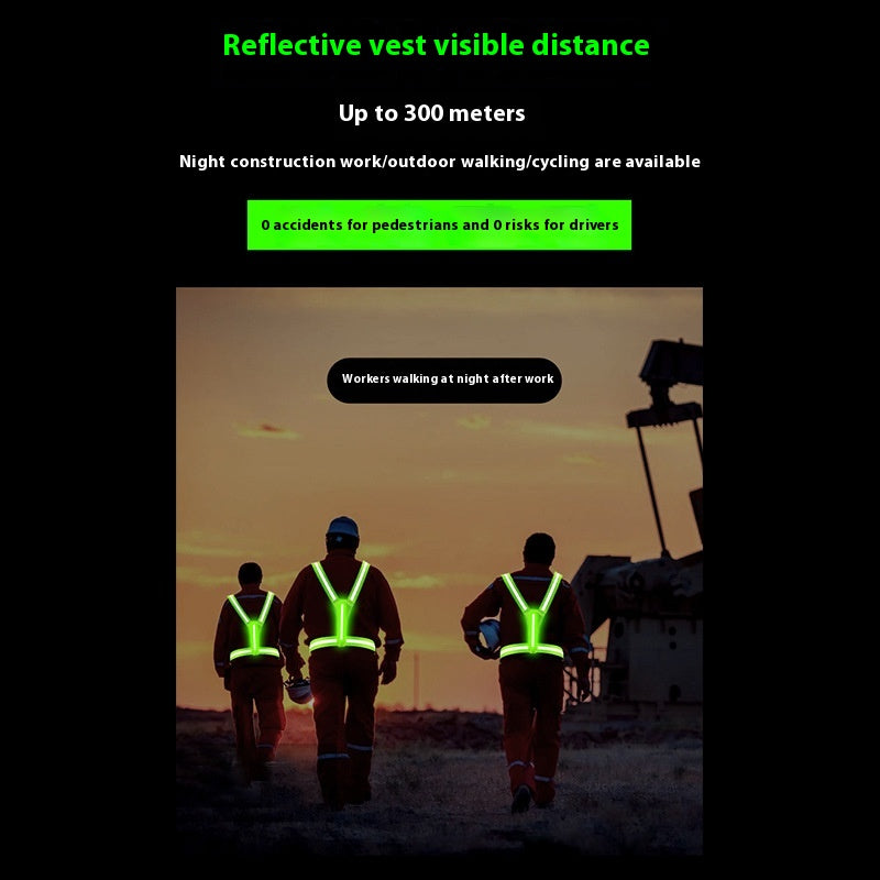 Night Running And Cycling Reflective Vest With Rechargeable Glow