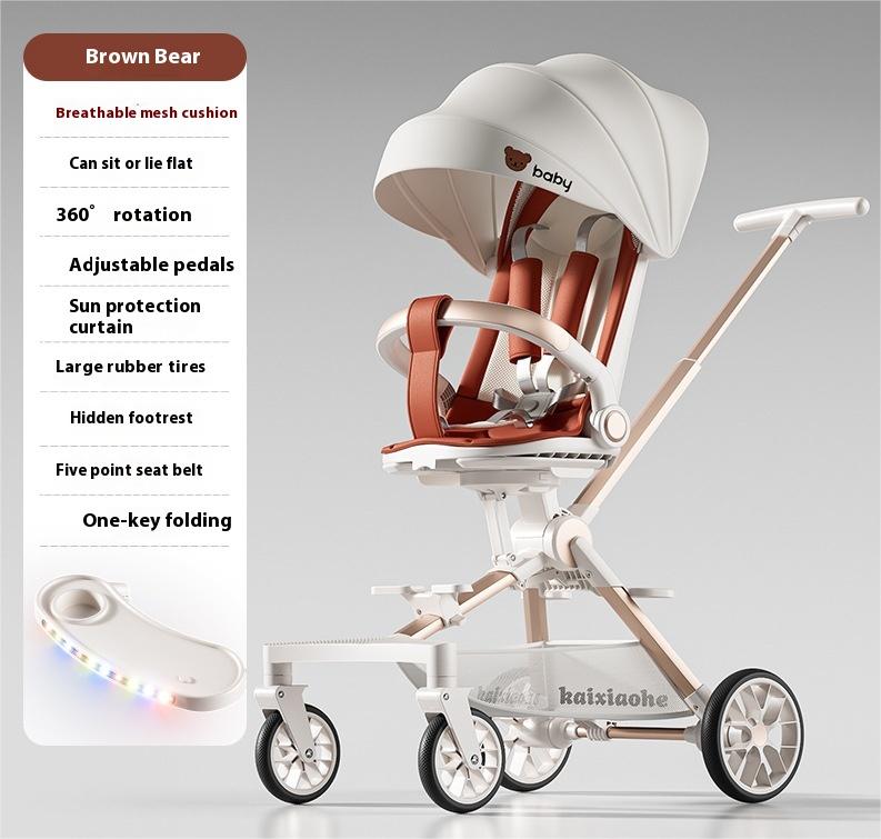 Four-wheel Children Infants Two-way Reclining Trolley Lightweight Folding