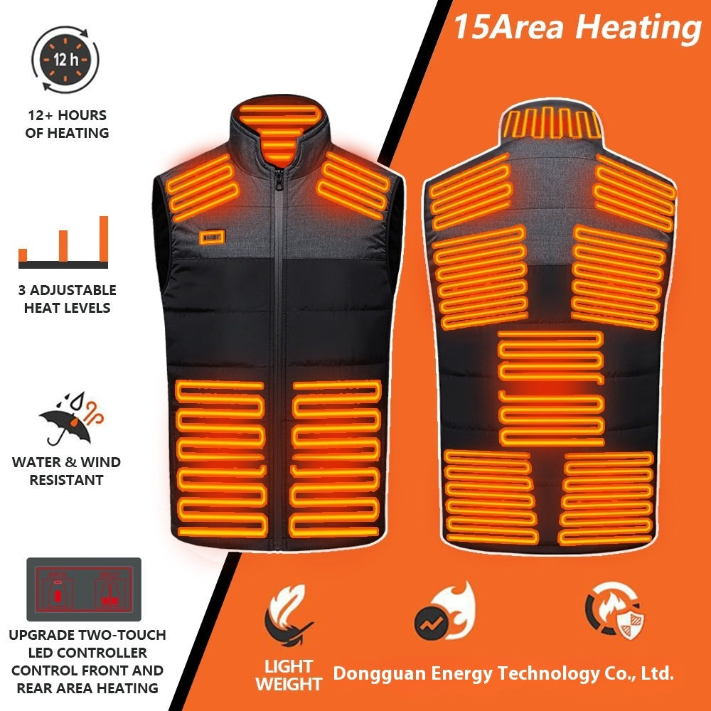 Intelligent Dual-control Heating USB Charging Color Matching Vest The Third Gear Temperature Control Heating Clothes Heating Constant Temperature Thermal Vest