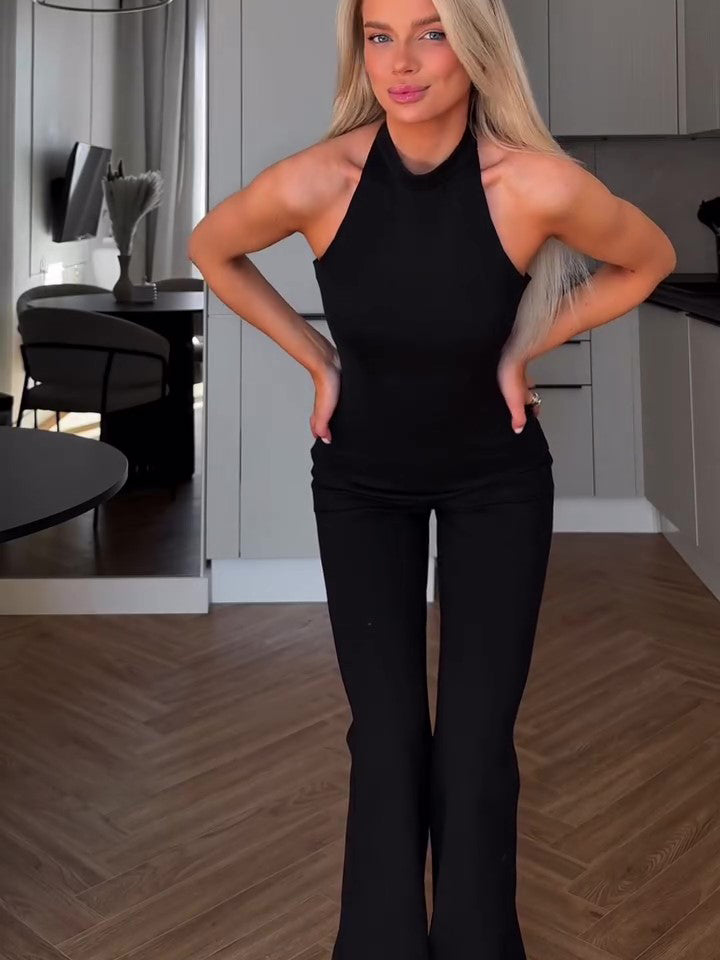 Black Halter Sleeveless Jumpsuit