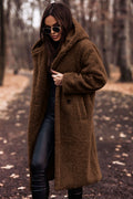 Autumn Winter Fashion Elegant Long Coat Woman Plush Warm Faux Fleece Coat Women Teddy Jacket Female Teddy Coat Outwear Ladies