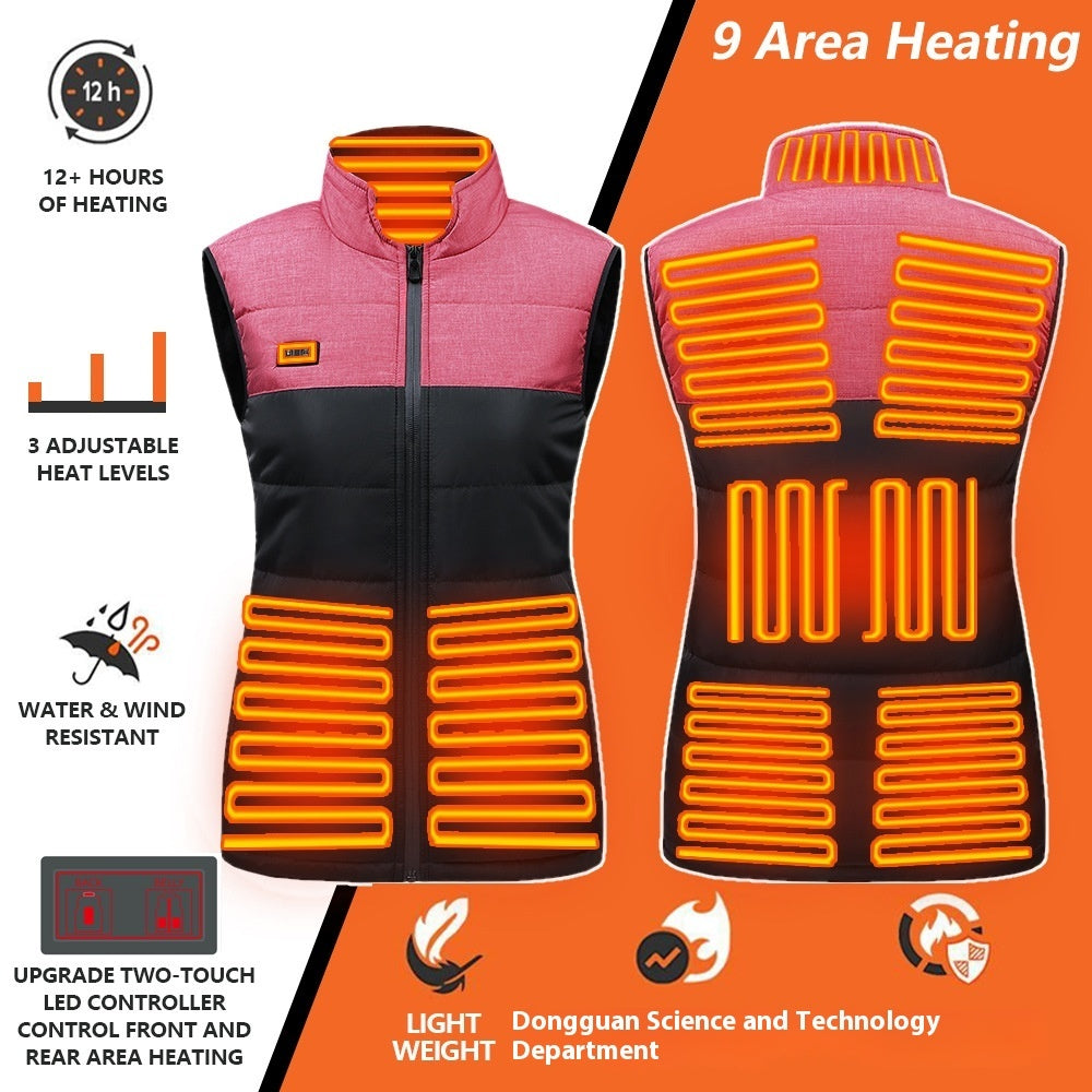 Intelligent Dual-control Heating USB Charging Color Matching Vest The Third Gear Temperature Control Heating Clothes Heating Constant Temperature Thermal Vest