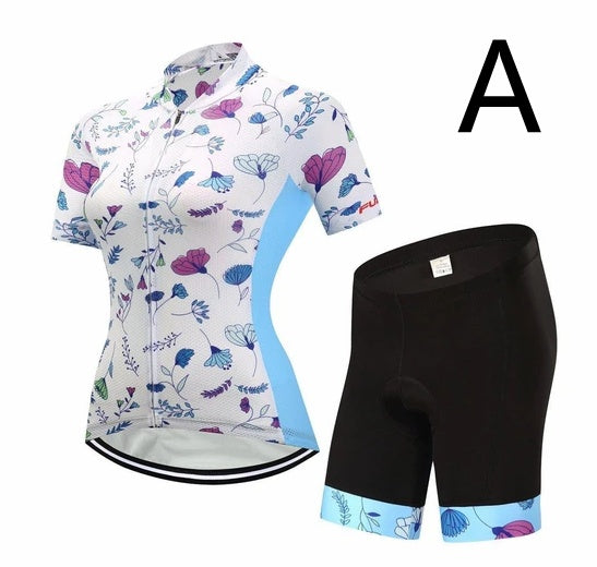 Short-Sleeved Bib Cycling Clothes Suit Bicycle  Wicking Outdoor Clothes