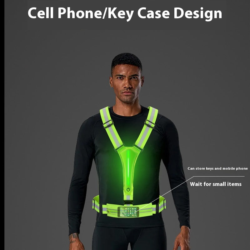 Night Running And Cycling Reflective Vest With Rechargeable Glow