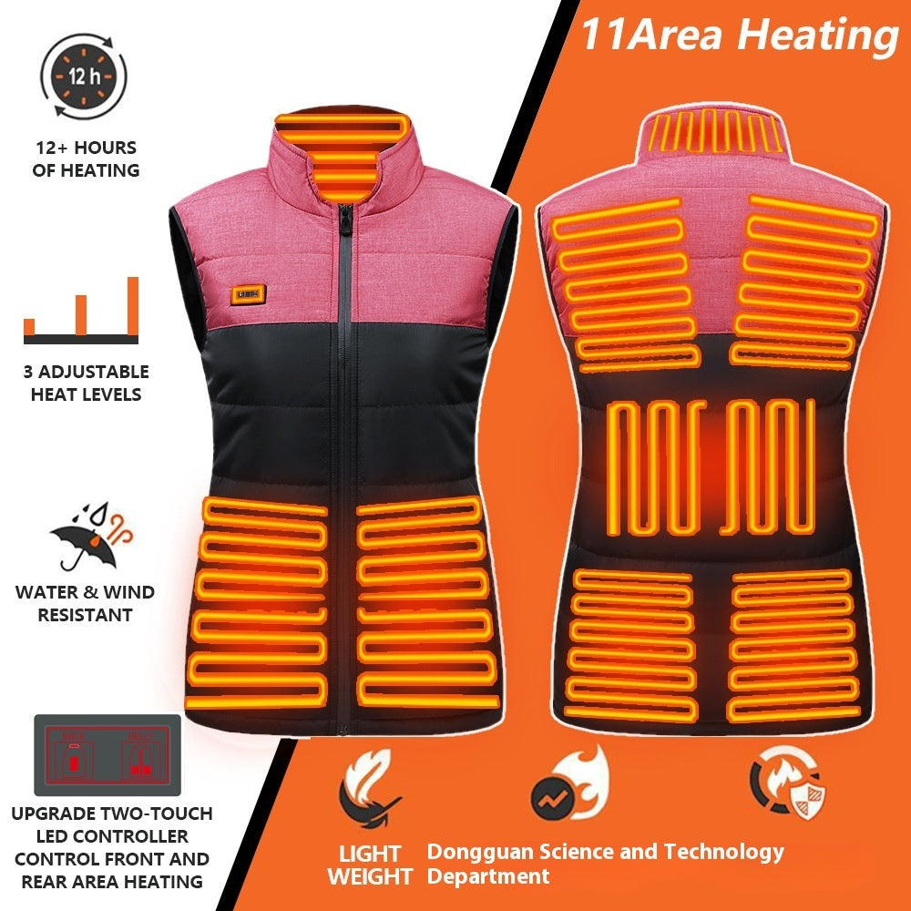 Intelligent Dual-control Heating USB Charging Color Matching Vest The Third Gear Temperature Control Heating Clothes Heating Constant Temperature Thermal Vest