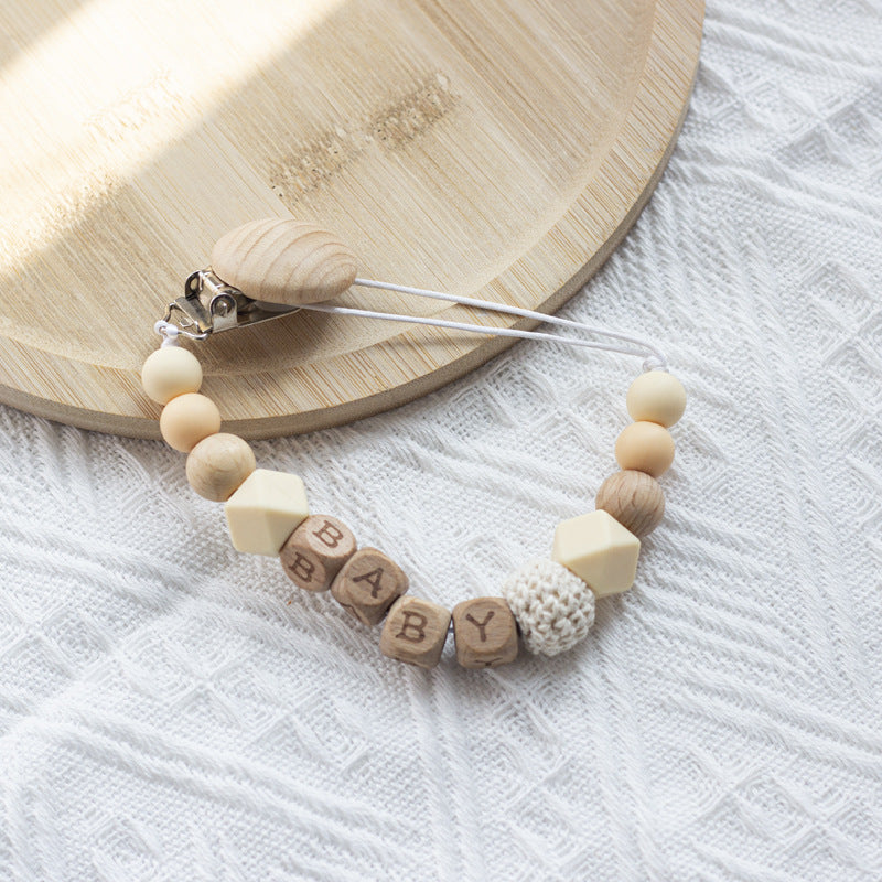 Ins Nordic Style Maternal And Child Supplies Pacifier Beech Silicone Nipple Chain Anti-drop Chain
