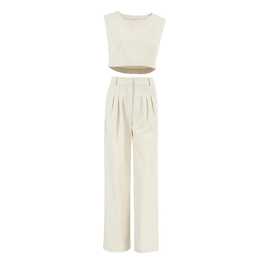 Short Vest Pants Two-piece Women's Clothing