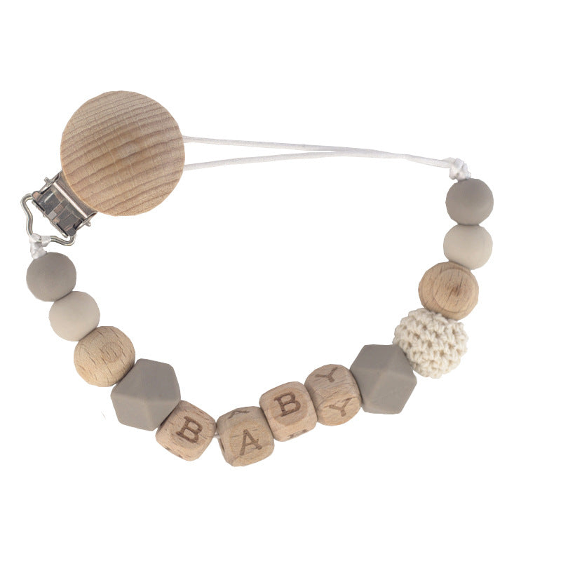Ins Nordic Style Maternal And Child Supplies Pacifier Beech Silicone Nipple Chain Anti-drop Chain