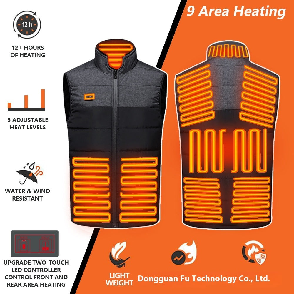Intelligent Dual-control Heating USB Charging Color Matching Vest The Third Gear Temperature Control Heating Clothes Heating Constant Temperature Thermal Vest
