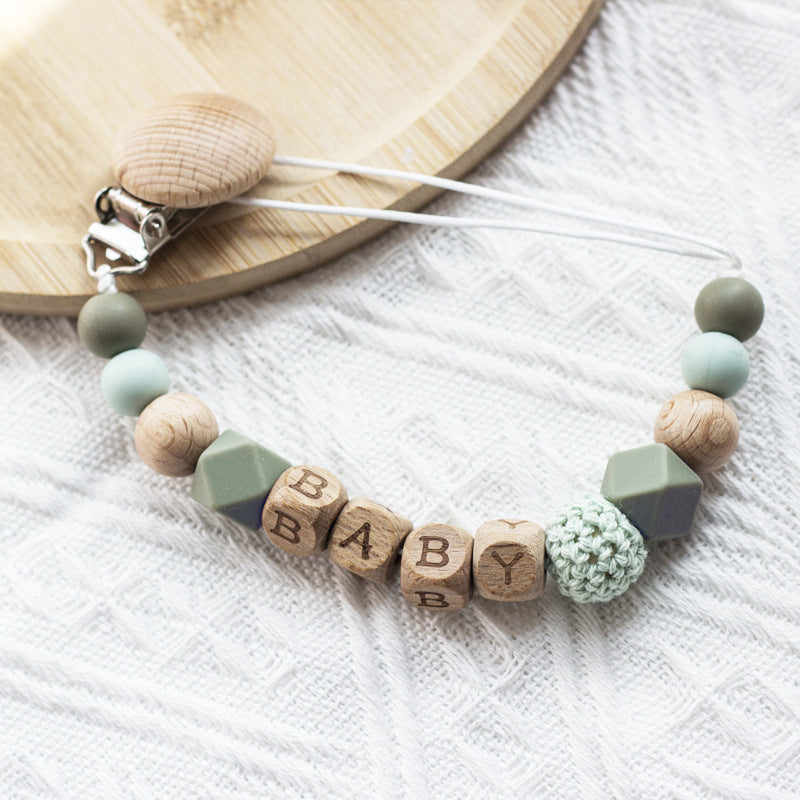 Ins Nordic Style Maternal And Child Supplies Pacifier Beech Silicone Nipple Chain Anti-drop Chain
