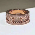 Ins European And American Titanium Steel Carving Inlaid Full Diamond Gear Ring
