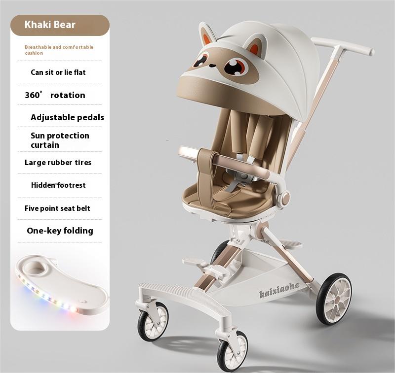 Four-wheel Children Infants Two-way Reclining Trolley Lightweight Folding