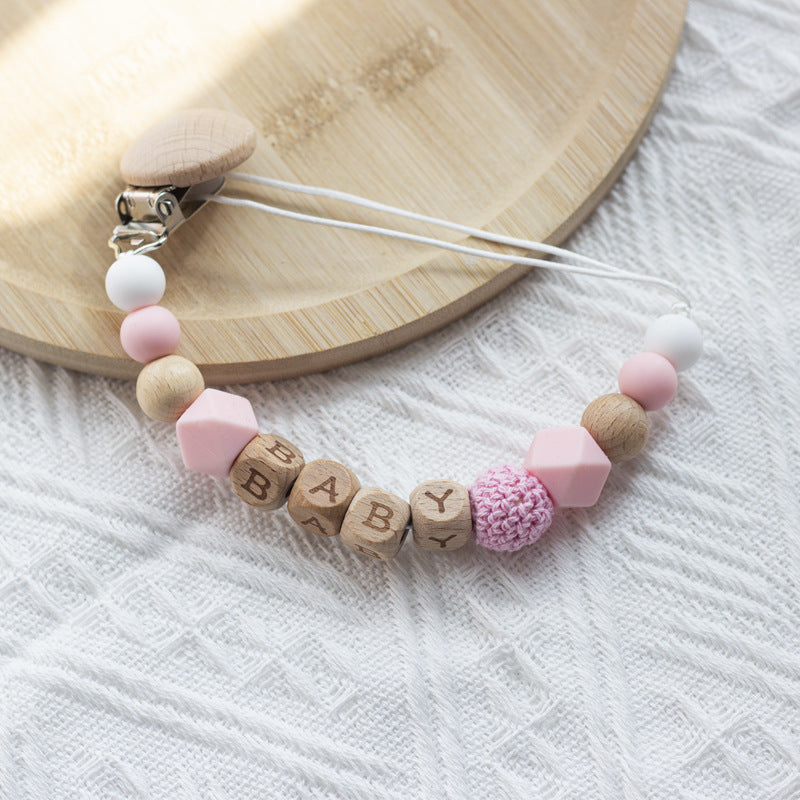 Ins Nordic Style Maternal And Child Supplies Pacifier Beech Silicone Nipple Chain Anti-drop Chain