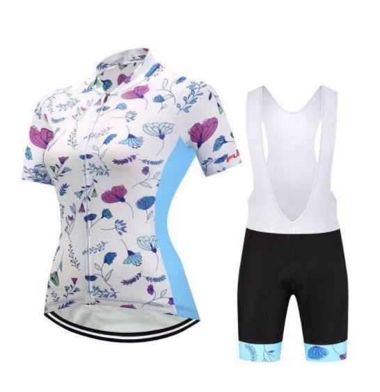 Short-Sleeved Bib Cycling Clothes Suit Bicycle  Wicking Outdoor Clothes