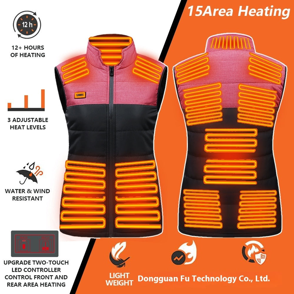 Intelligent Dual-control Heating USB Charging Color Matching Vest The Third Gear Temperature Control Heating Clothes Heating Constant Temperature Thermal Vest
