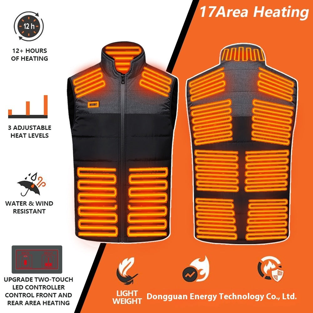 Intelligent Dual-control Heating USB Charging Color Matching Vest The Third Gear Temperature Control Heating Clothes Heating Constant Temperature Thermal Vest