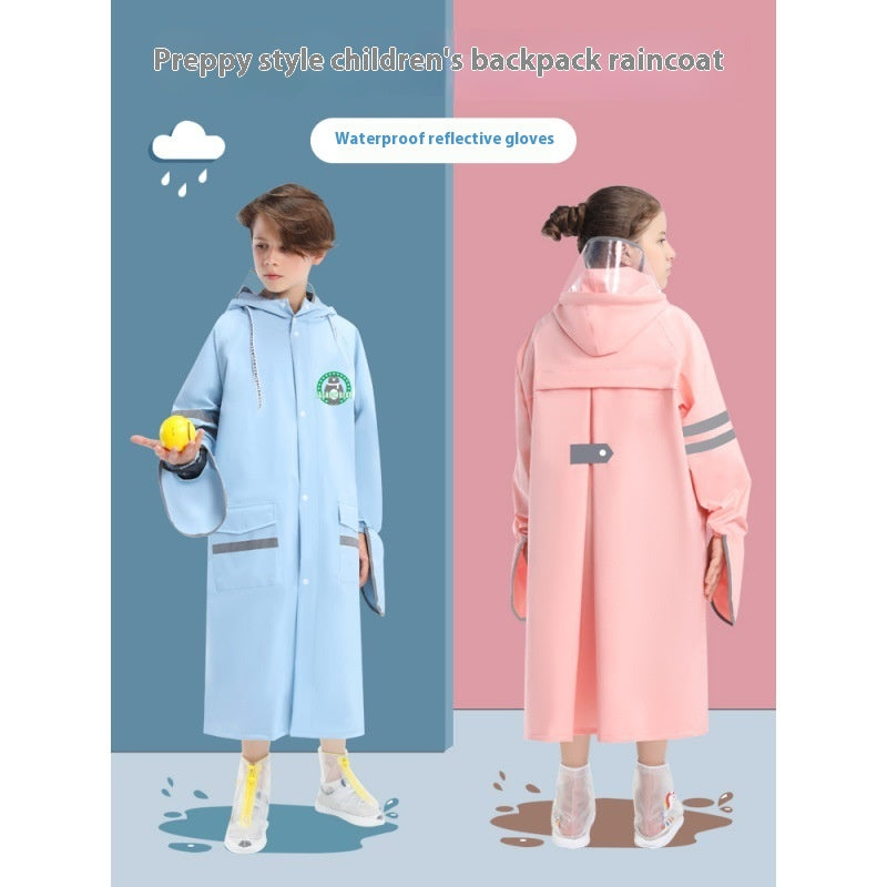 Children's Raincoat Girls Boys Primary School Students School Belt Schoolbag Seat Middle And Big Children Full Body Poncho