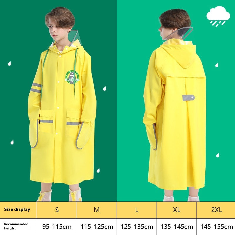 Children's Raincoat Girls Boys Primary School Students School Belt Schoolbag Seat Middle And Big Children Full Body Poncho