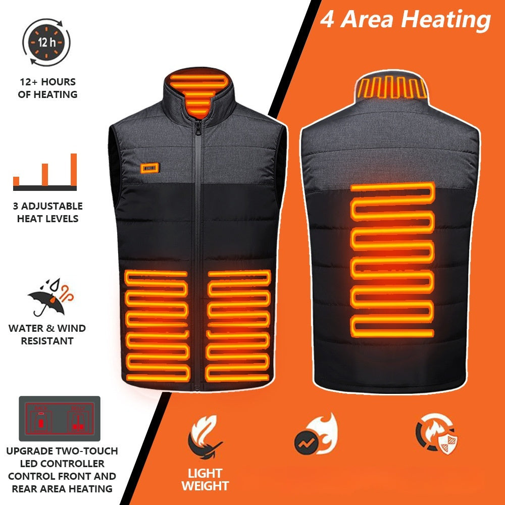 Intelligent Dual-control Heating USB Charging Color Matching Vest The Third Gear Temperature Control Heating Clothes Heating Constant Temperature Thermal Vest