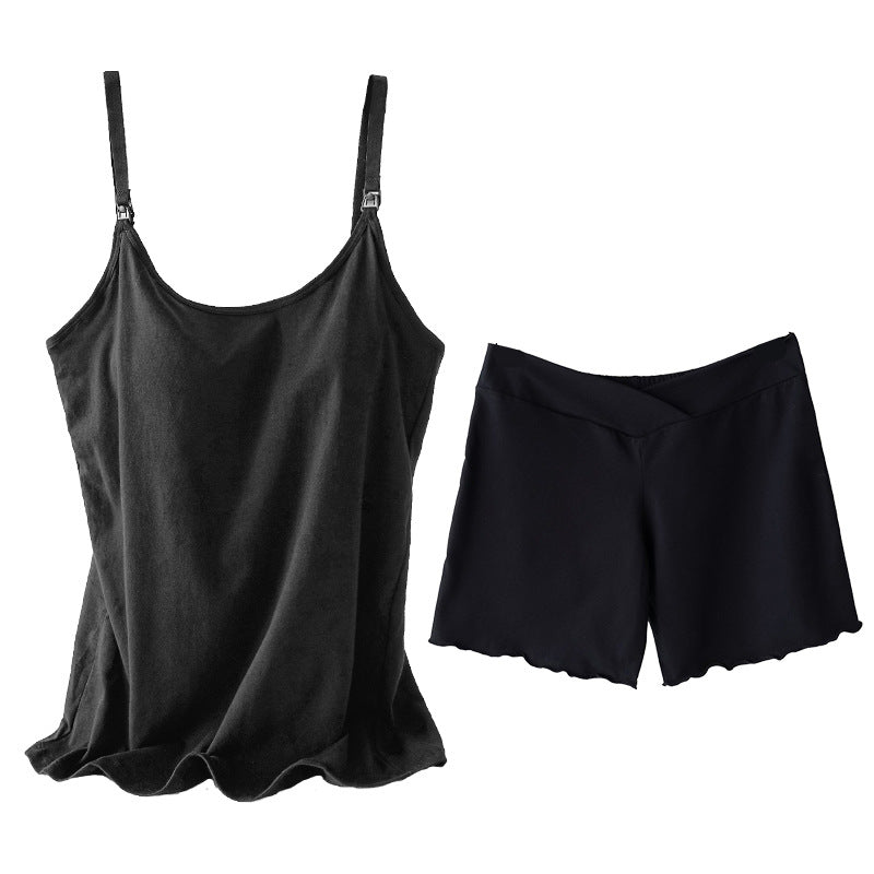 Basic Undershirt With Chest Pad Pregnant Woman Breastfeeding Suspenders Pregnant Woman Suspender Suit Cotton During