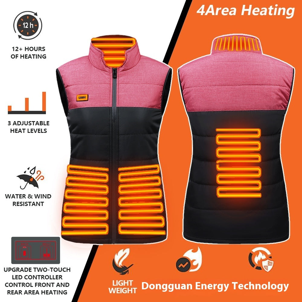 Intelligent Dual-control Heating USB Charging Color Matching Vest The Third Gear Temperature Control Heating Clothes Heating Constant Temperature Thermal Vest