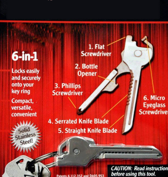 Multipurpose Keychain Key Survive Pocket Opener Shape Mini Multi Gear Utility Tech Tool Ring Screwdriver