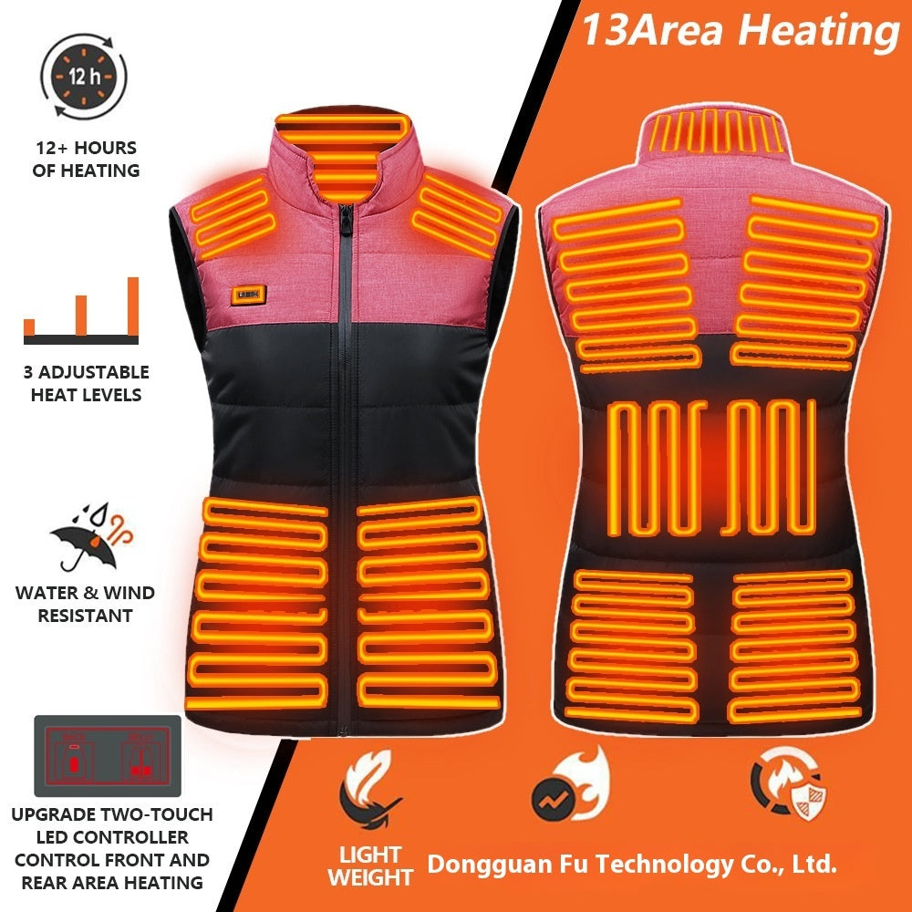Intelligent Dual-control Heating USB Charging Color Matching Vest The Third Gear Temperature Control Heating Clothes Heating Constant Temperature Thermal Vest