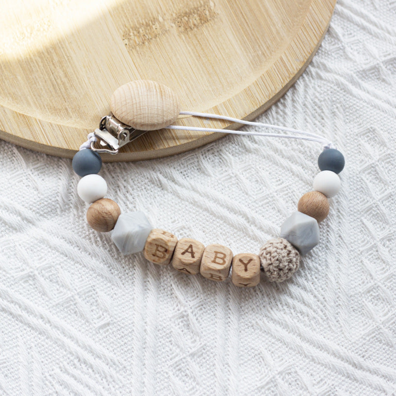 Ins Nordic Style Maternal And Child Supplies Pacifier Beech Silicone Nipple Chain Anti-drop Chain