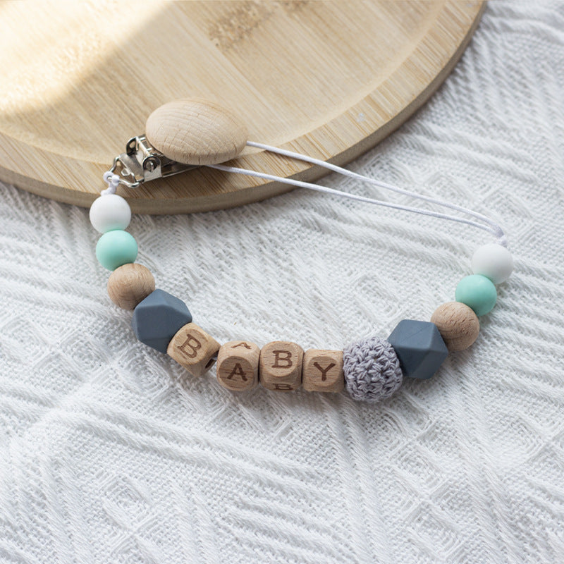 Ins Nordic Style Maternal And Child Supplies Pacifier Beech Silicone Nipple Chain Anti-drop Chain