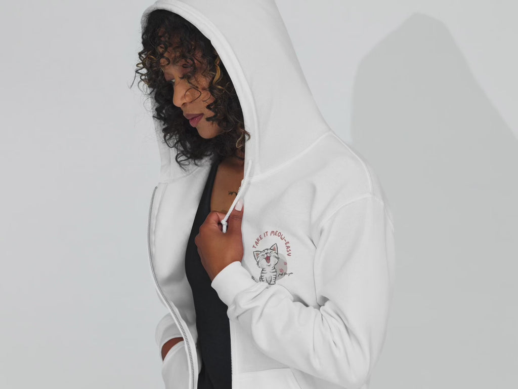 Unisex Heavy Blend Zip Hoodie Take I Meaw-Easy